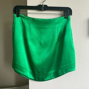 Zara green satin mini skirt